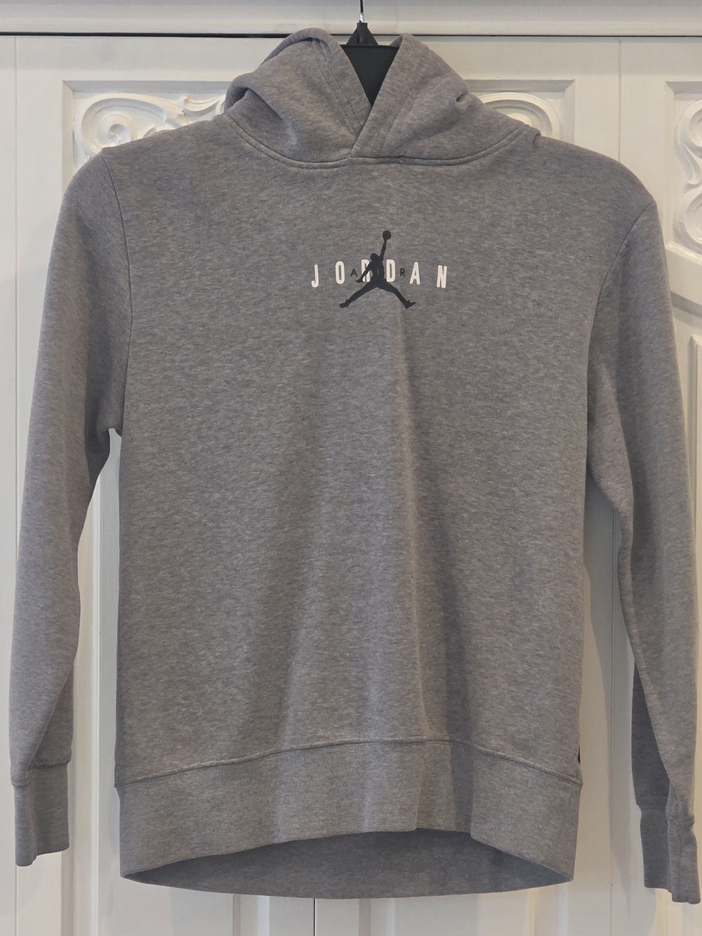 Jordan Gray Pullover Hoodie with Black Jumpman Logo - Youth Size M